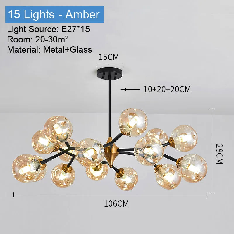 LED chandeliers vintage luxury glass bubble light for Dining Room Kitchen Living Room Bedroom Indoor farmhouse light fixture