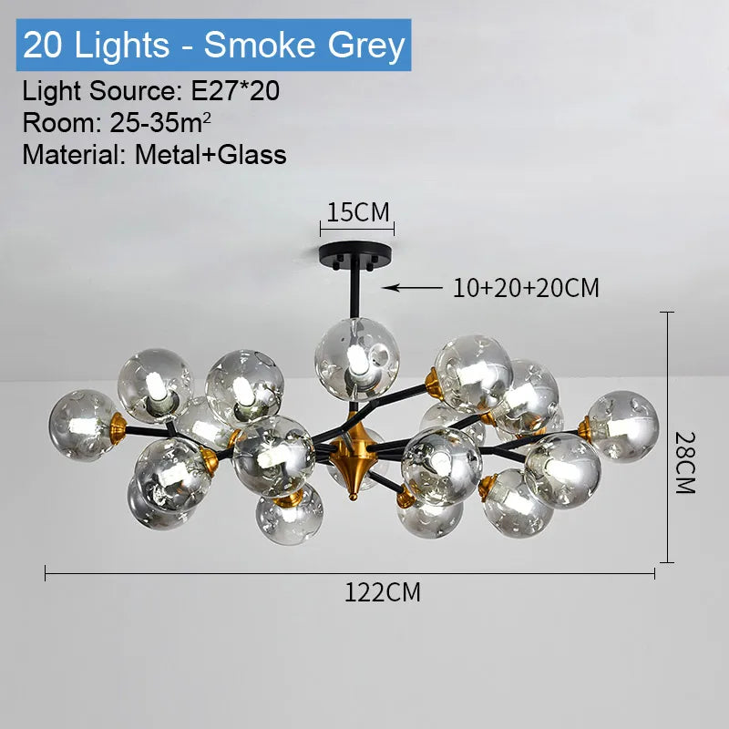LED chandeliers vintage luxury glass bubble light for Dining Room Kitchen Living Room Bedroom Indoor farmhouse light fixture