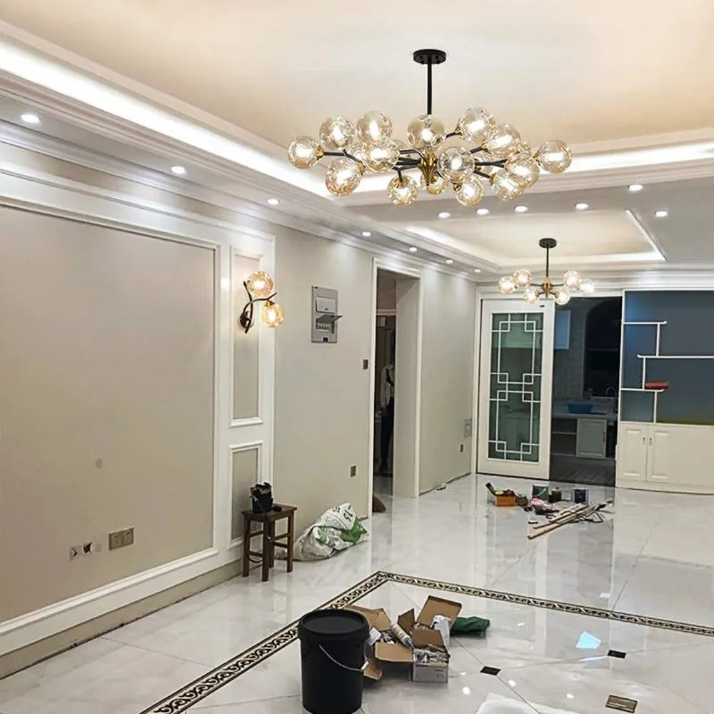 LED chandeliers vintage luxury glass bubble light for Dining Room Kitchen Living Room Bedroom Indoor farmhouse light fixture
