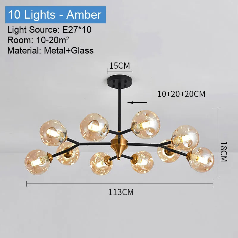LED chandeliers vintage luxury glass bubble light for Dining Room Kitchen Living Room Bedroom Indoor farmhouse light fixture