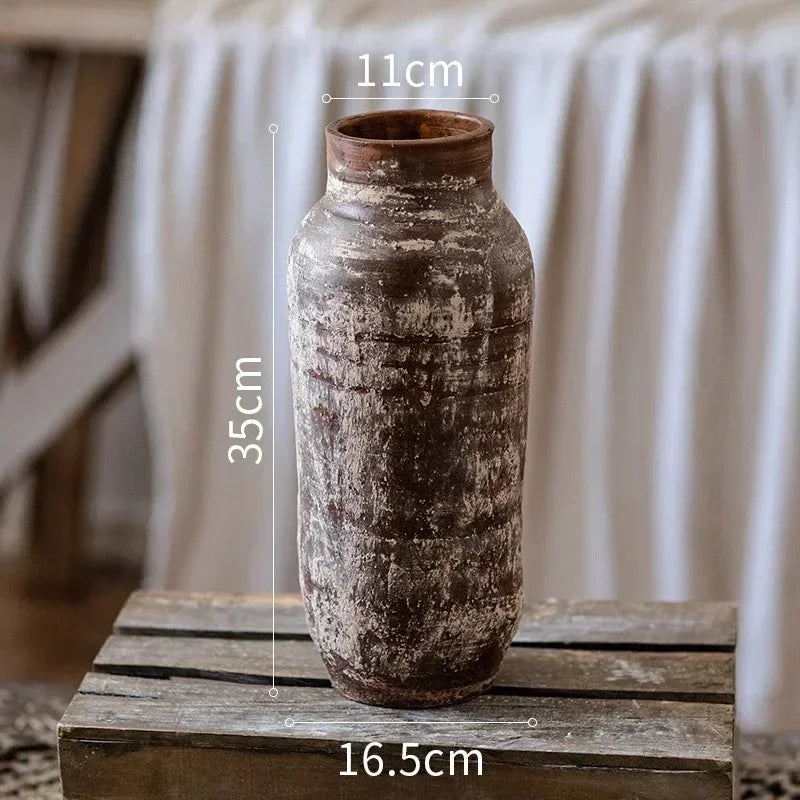 Antique Weathered Pottery Planters Rustic Clay Pot Vases for Balcony Decor Practical Office Desk Embellishments Timeless