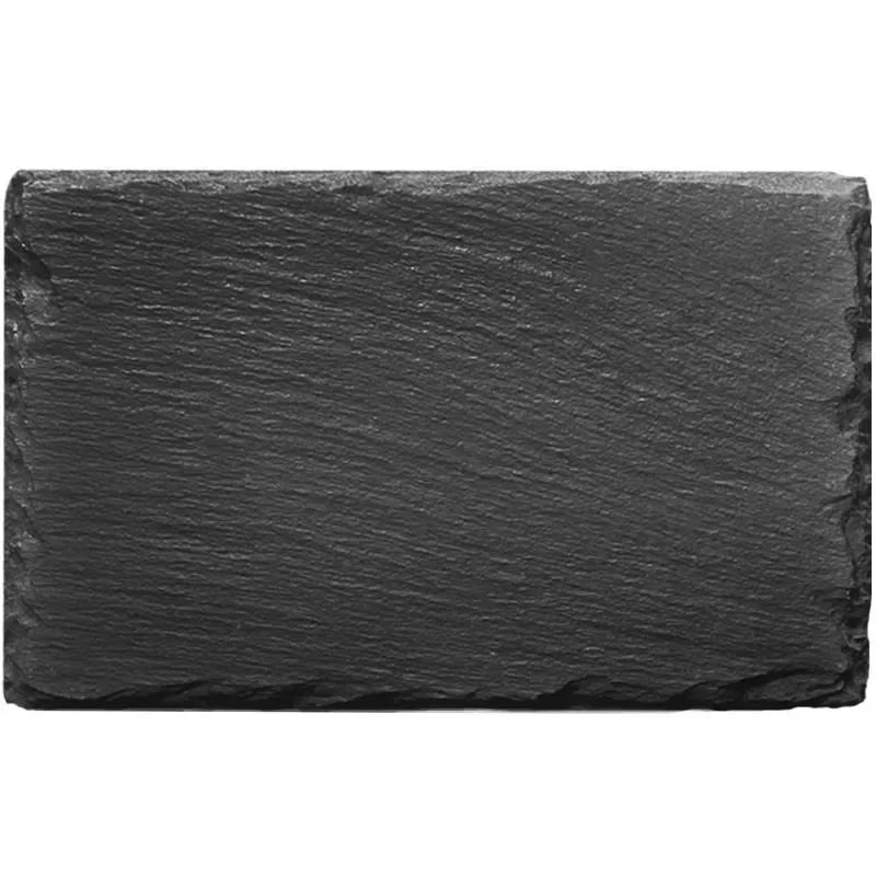 Natural Black Western Slate stone Dishes Solid Square Sushi Steak Barbecue BBQ Plate Cheese Pizza Dessert cake Fruit dish Tray