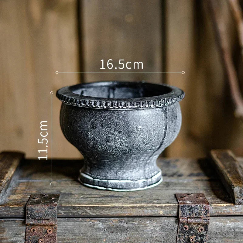Antique Weathered Pottery Planters Rustic Clay Pot Vases for Balcony Decor Practical Office Desk Embellishments Timeless