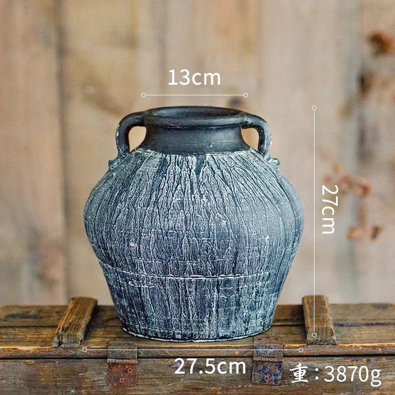 Antique Weathered Pottery Planters Rustic Clay Pot Vases for Balcony Decor Practical Office Desk Embellishments Timeless