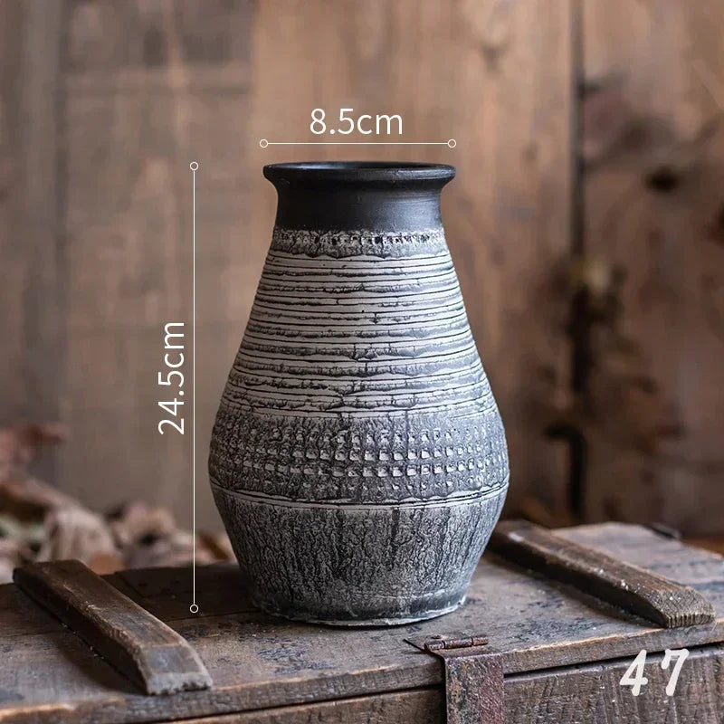 Antique Weathered Pottery Planters Rustic Clay Pot Vases for Balcony Decor Practical Office Desk Embellishments Timeless