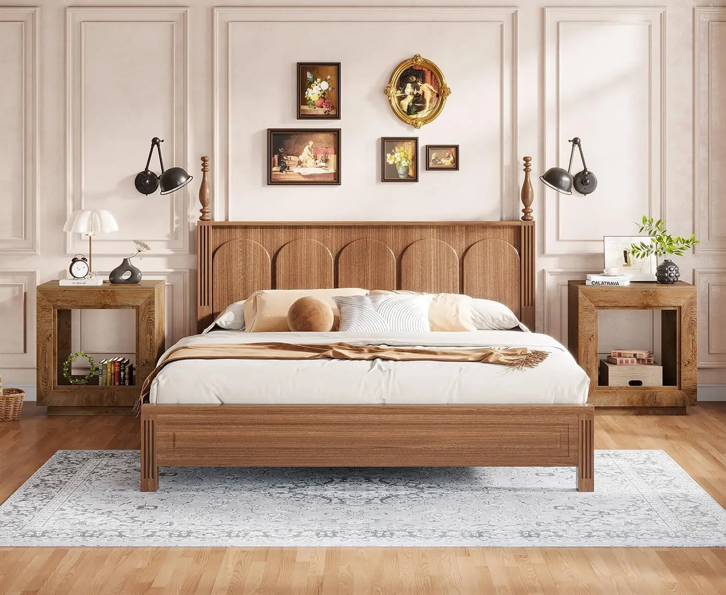 24" End Table, 2 Tiered Side Table with Shelf Storage Industrial Sofa Side Table Nightstand for Living Room (2, Natural)