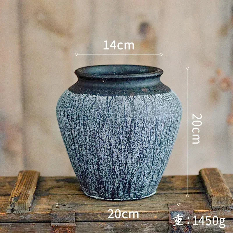 Antique Weathered Pottery Planters Rustic Clay Pot Vases for Balcony Decor Practical Office Desk Embellishments Timeless