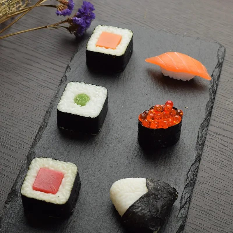 Natural Black Western Slate stone Dishes Solid Square Sushi Steak Barbecue BBQ Plate Cheese Pizza Dessert cake Fruit dish Tray