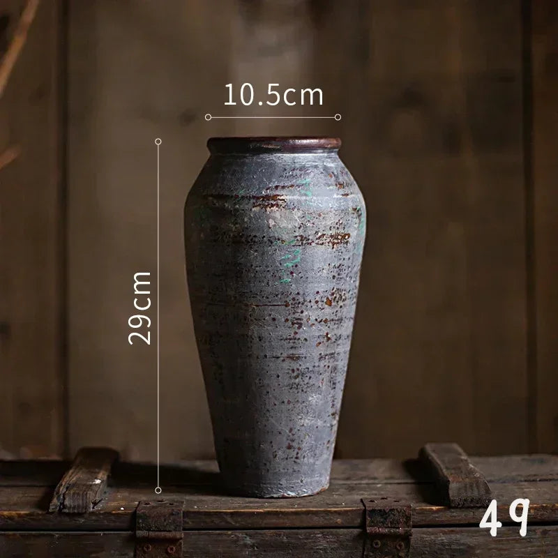 Antique Weathered Pottery Planters Rustic Clay Pot Vases for Balcony Decor Practical Office Desk Embellishments Timeless