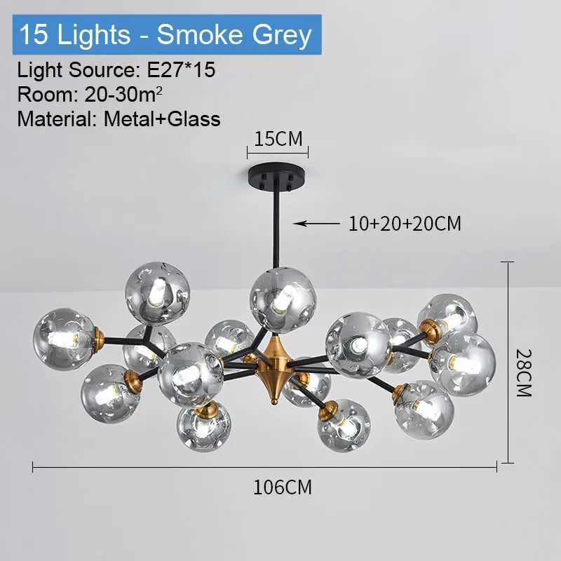 LED chandeliers vintage luxury glass bubble light for Dining Room Kitchen Living Room Bedroom Indoor farmhouse light fixture