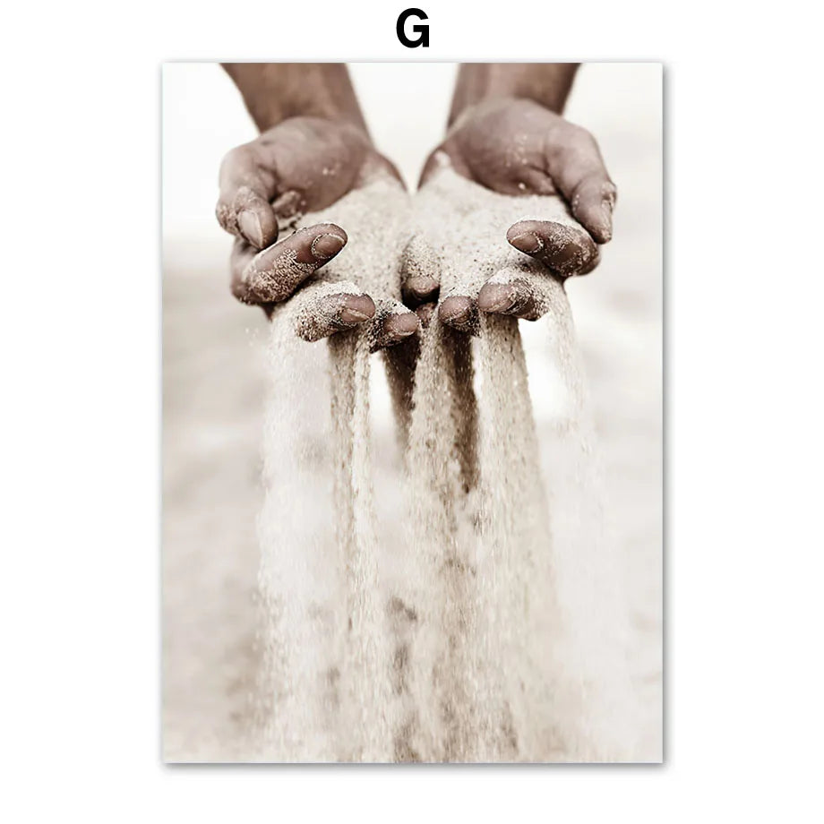 Grains of Sand Arches Grass Reed Palm Cactus Giraffe Nordic Poster Wall Art Print Canvas Painting Decor Pictures For Living Room
