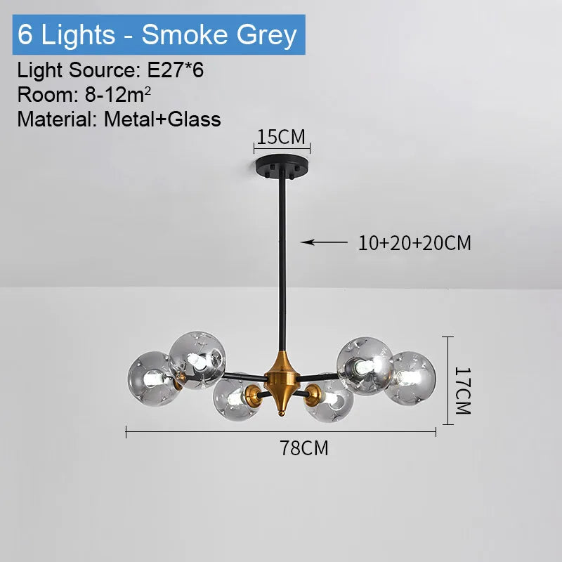 LED chandeliers vintage luxury glass bubble light for Dining Room Kitchen Living Room Bedroom Indoor farmhouse light fixture