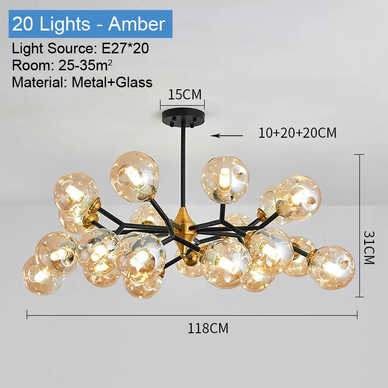 LED chandeliers vintage luxury glass bubble light for Dining Room Kitchen Living Room Bedroom Indoor farmhouse light fixture
