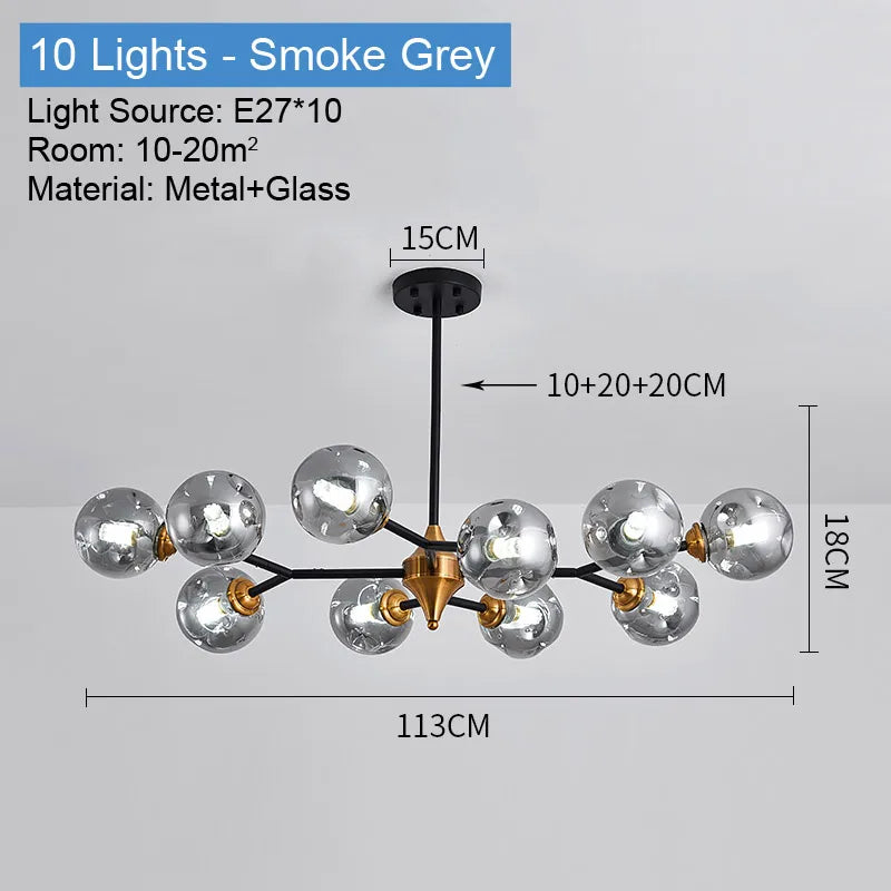 LED chandeliers vintage luxury glass bubble light for Dining Room Kitchen Living Room Bedroom Indoor farmhouse light fixture