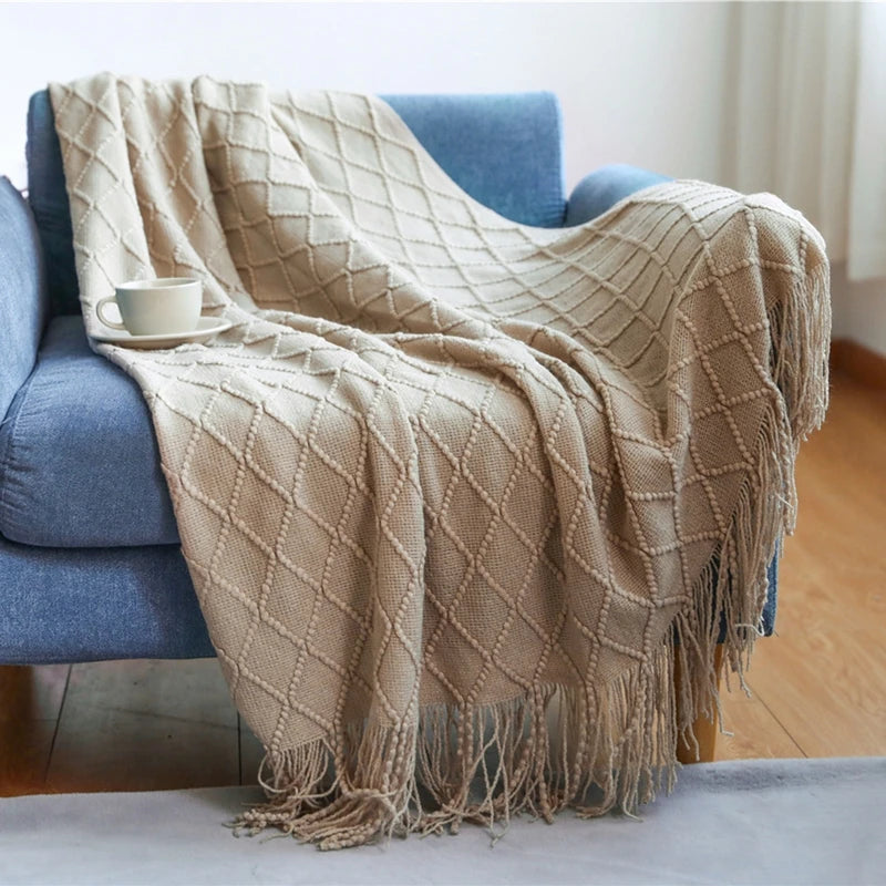 Green Oversized Throw Blanket Textured Solid Soft Sofa Couch Decorative Knitted Blanket Cozy Farmhouse Gift Sofa Bed Blankets