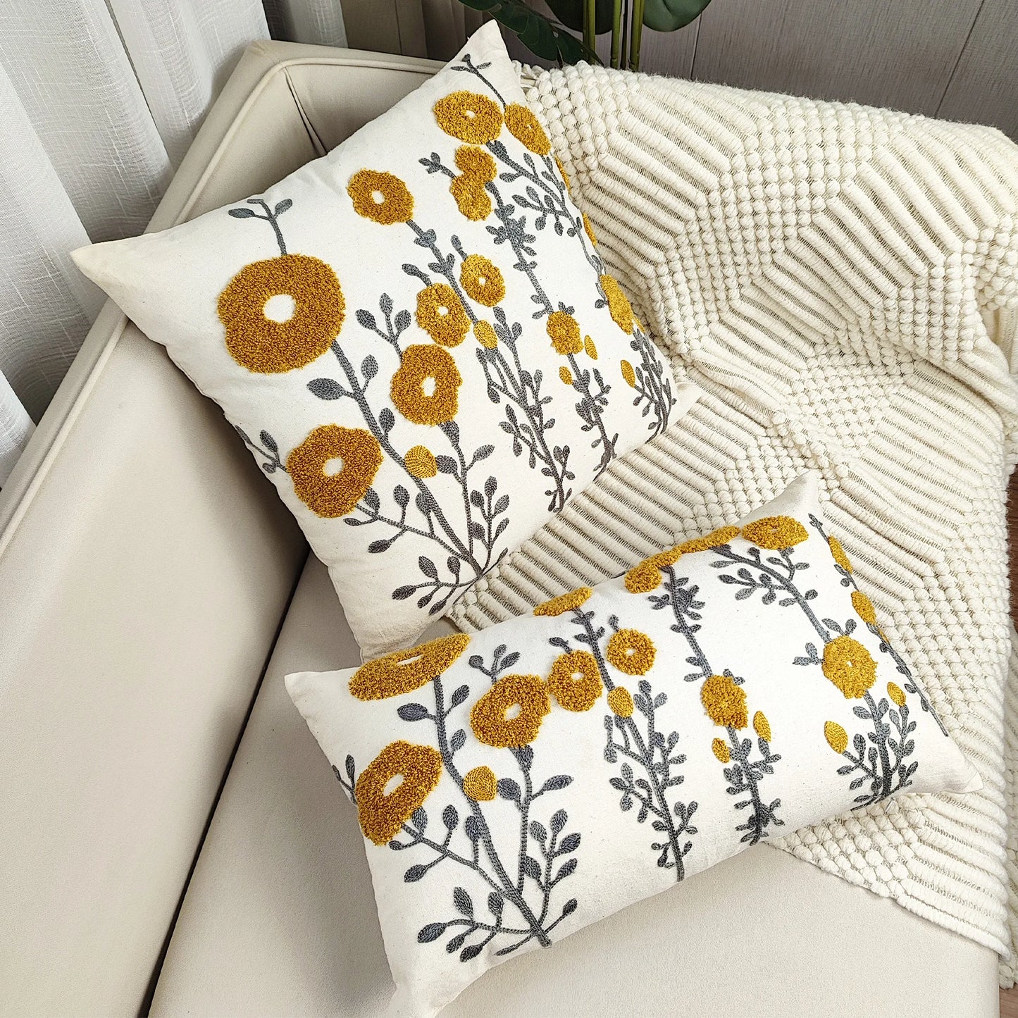 1pc, Boho Floral Turfted Embroidery Cushion Cover, Decoration for Couch, Sofa, and Bed - Soft and Stylish