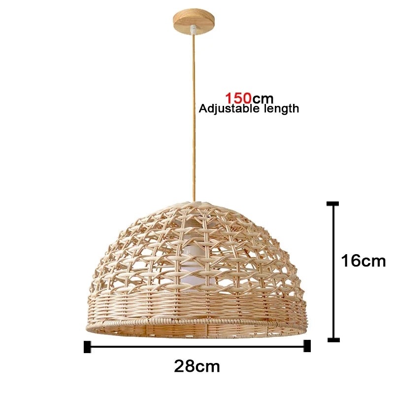 Bamboo Chandelier Pendant Lamp Hanging Wood Ceiling Light Decor LED Chinese Hand Kitted Handmade Lighting for Home Living Room