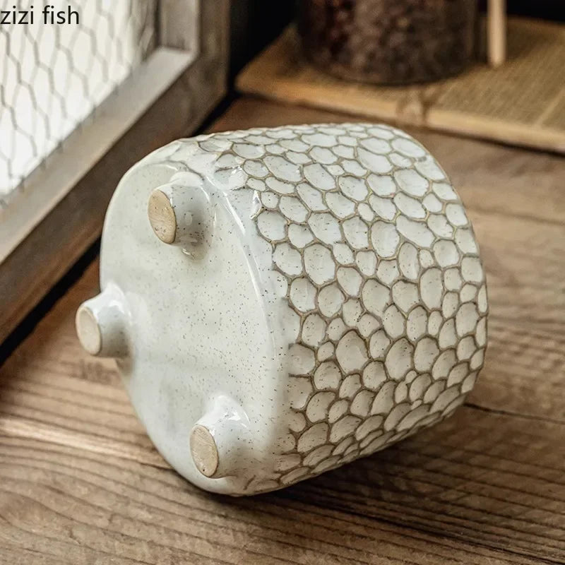 Creative Three Feet Ceramic Storage Jar Retro Kitchen Tool Storage Jar Chopstick Storage Jar Dining Table Vase Home Decoration