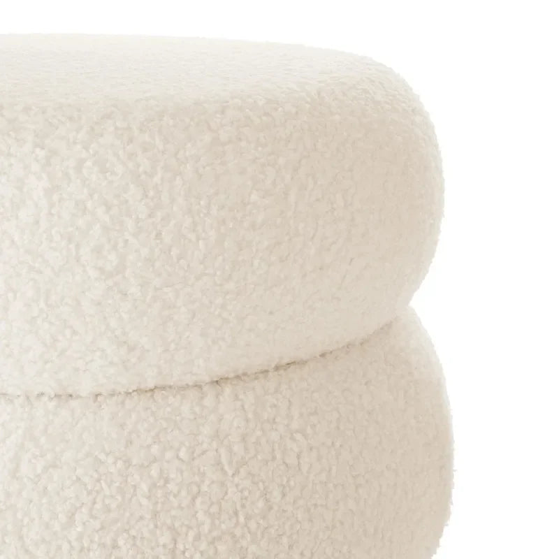 Boucle Cloud Storage Ottoman, Cream,Cream Color,tidying up any room around the house