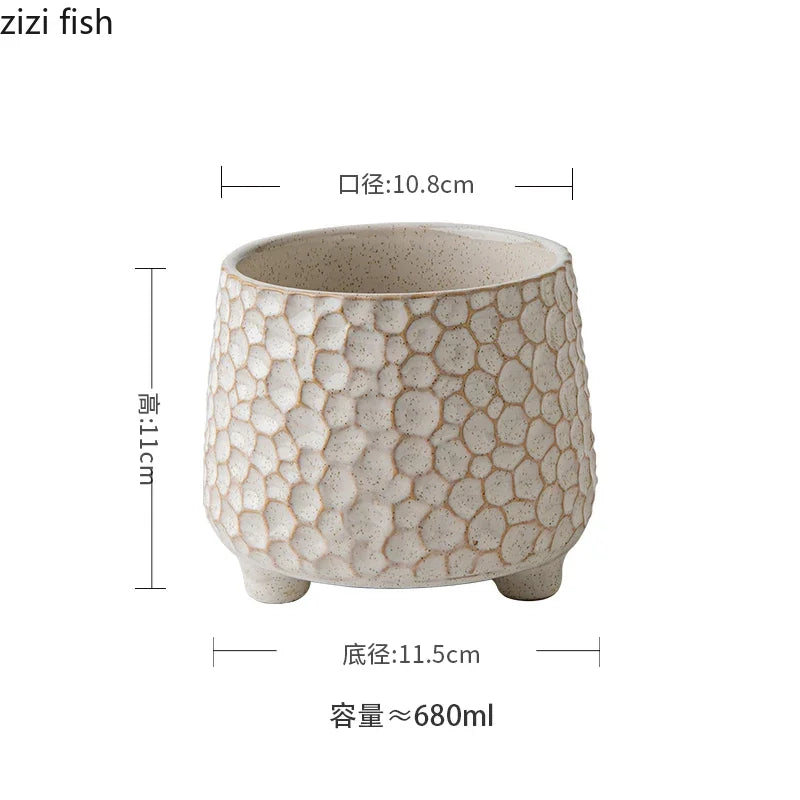 Creative Three Feet Ceramic Storage Jar Retro Kitchen Tool Storage Jar Chopstick Storage Jar Dining Table Vase Home Decoration