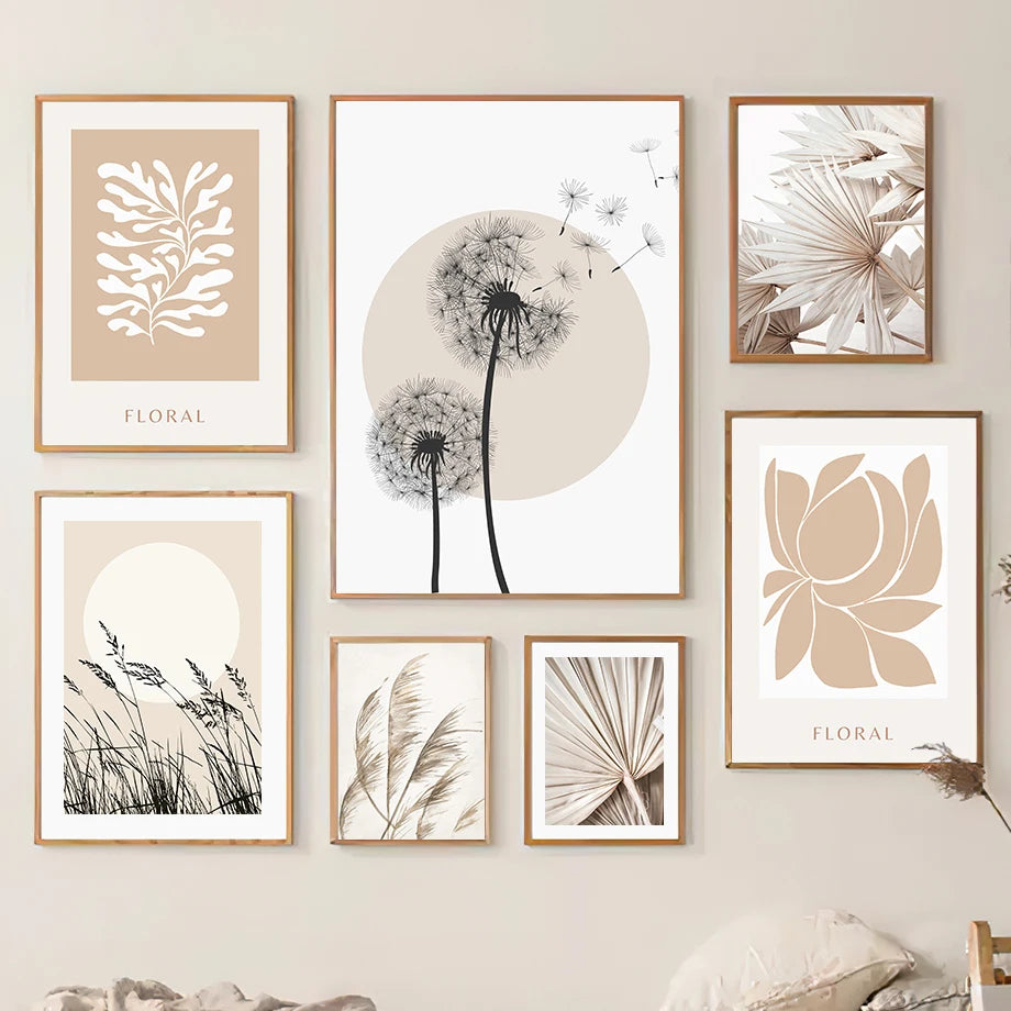 Canvas Painting Dandelion Reed Flower Plants Leaves Abstract Nordic Posters And Prints Wall Art Pictures For Living Room Decor