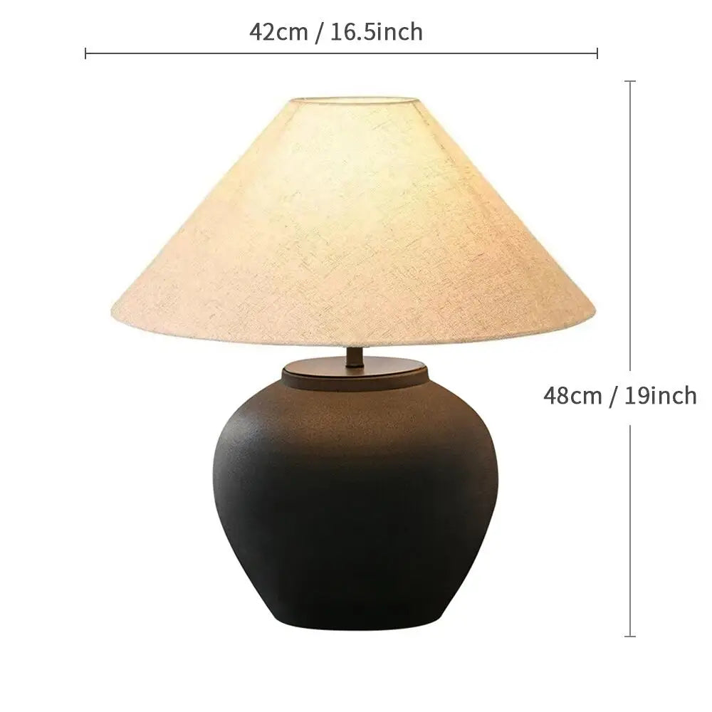 Wabi-sabi Ceramic Table Lamp Bedside Desk Lamp Decoration For Bedroom Light Fixture Japanese-style Table Lamp For Living Room