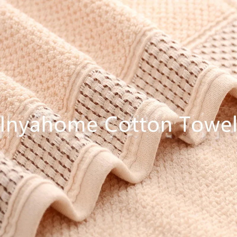 3pcs Waffle Towel Set Household Cotton Face Towel Hand Bath Towel Bath Linen Set For Bathroom 1 Bath Towel & 2 Hand Towels Cream