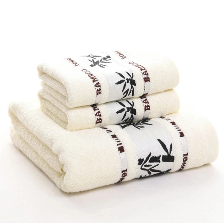 3pcs Waffle Towel Set Household Cotton Face Towel Hand Bath Towel Bath Linen Set For Bathroom 1 Bath Towel & 2 Hand Towels Cream