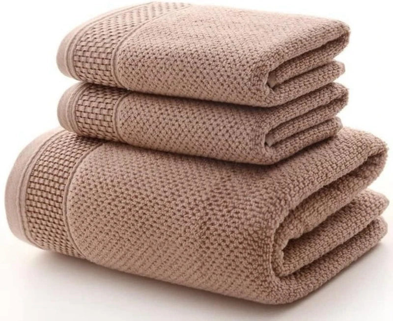 3pcs Waffle Towel Set Household Cotton Face Towel Hand Bath Towel Bath Linen Set For Bathroom 1 Bath Towel & 2 Hand Towels Cream