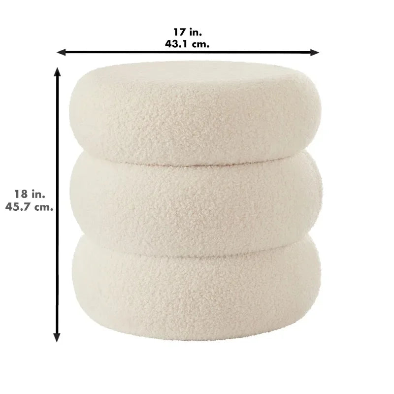 Boucle Cloud Storage Ottoman, Cream,Cream Color,tidying up any room around the house