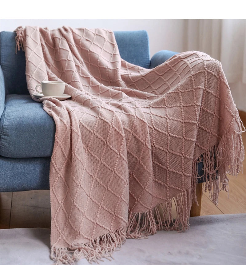 Green Oversized Throw Blanket Textured Solid Soft Sofa Couch Decorative Knitted Blanket Cozy Farmhouse Gift Sofa Bed Blankets