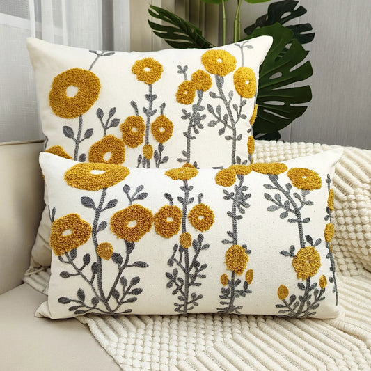 1pc, Boho Floral Turfted Embroidery Cushion Cover, Decoration for Couch, Sofa, and Bed - Soft and Stylish