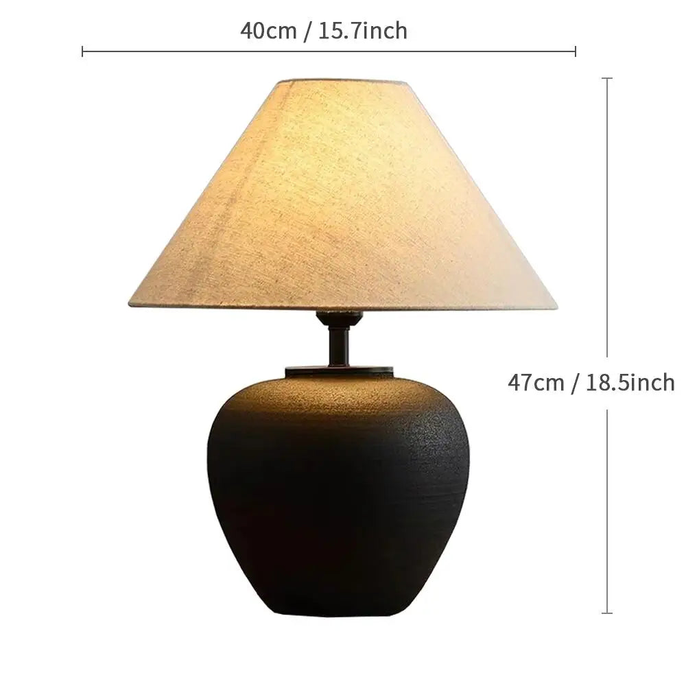 Wabi-sabi Ceramic Table Lamp Bedside Desk Lamp Decoration For Bedroom Light Fixture Japanese-style Table Lamp For Living Room