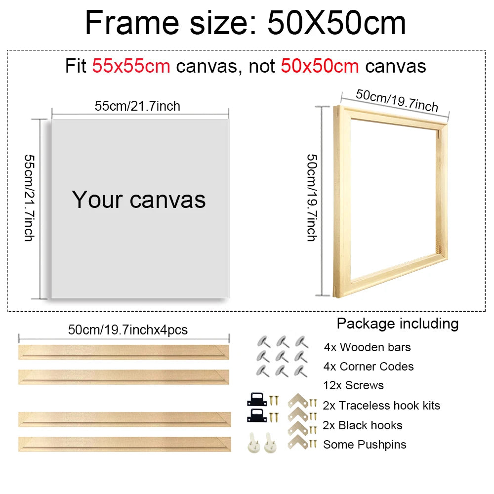 60x90 50x70 40x60 Natural Wooden Picture Frame For Wall Canvas Frame Diamond Painting Frame Picture Poster Wall Frame Home Decor