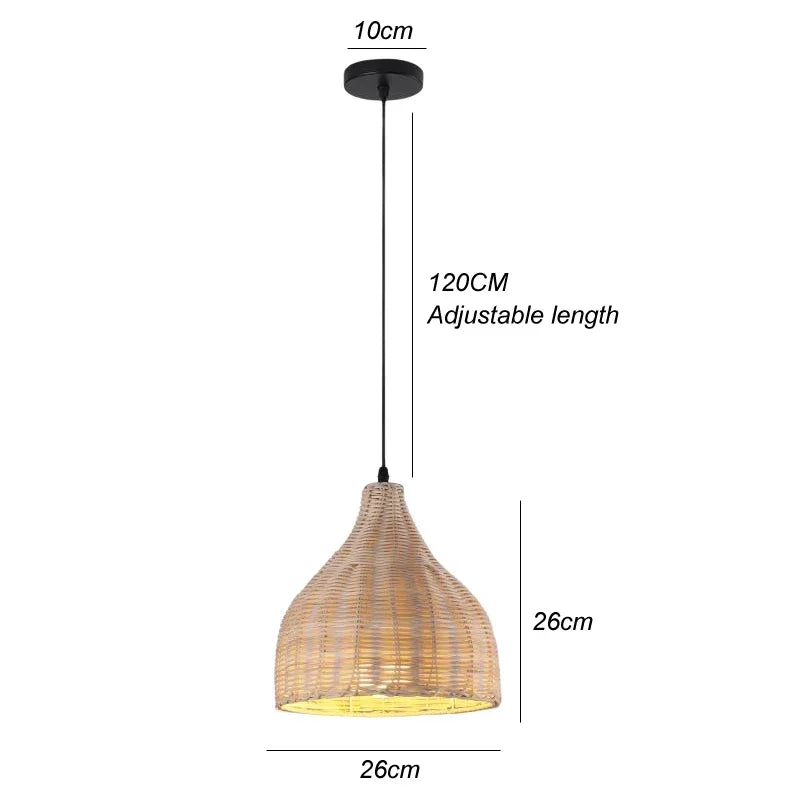 Bamboo Chandelier Pendant Lamp Hanging Wood Ceiling Light Decor LED Chinese Hand Kitted Handmade Lighting for Home Living Room