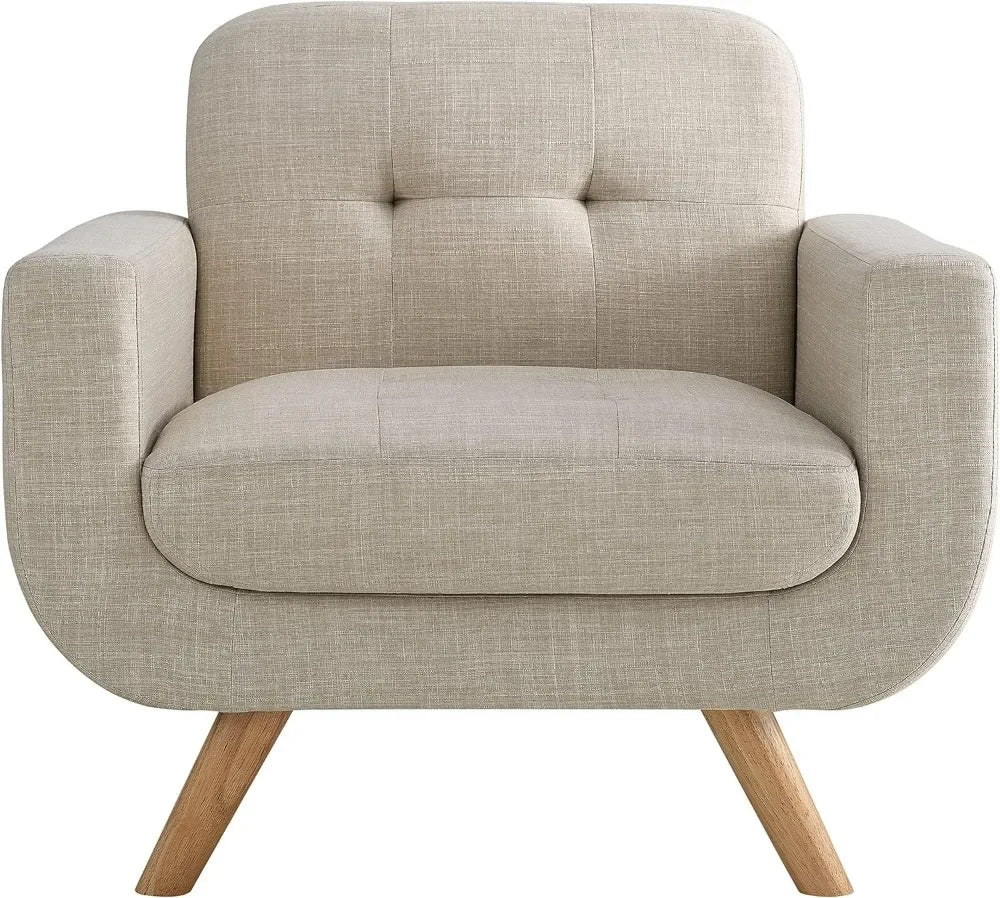 Contemporary Accent Armchair with Linen Upholstery Living Room Furniture, 1SEAT, Living room chair, single sofa chair.Beige