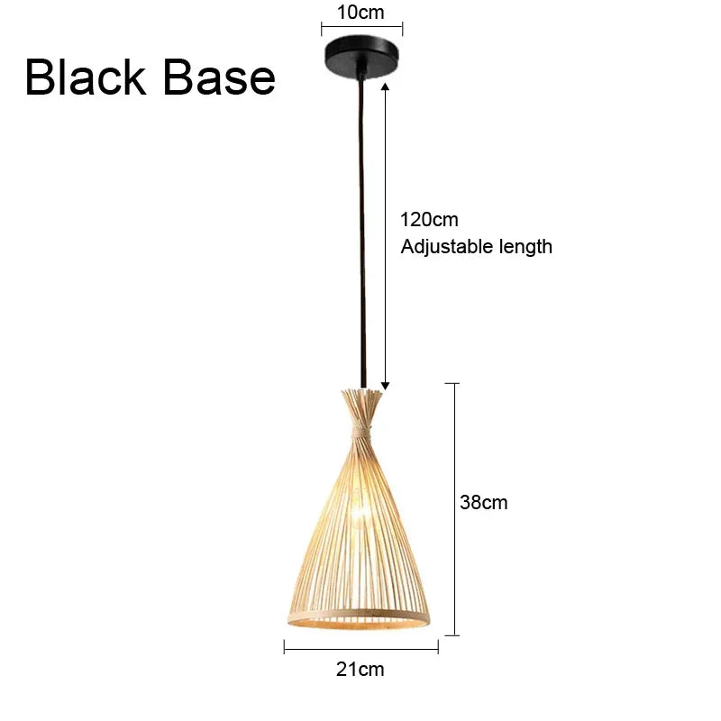 Bamboo Chandelier Pendant Lamp Hanging Wood Ceiling Light Decor LED Chinese Hand Kitted Handmade Lighting for Home Living Room