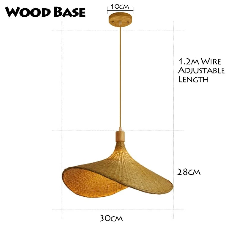 Bamboo Chandelier Pendant Lamp Hanging Wood Ceiling Light Decor LED Chinese Hand Kitted Handmade Lighting for Home Living Room