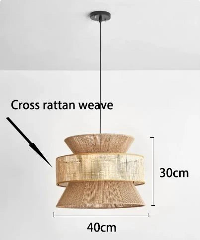 Handmade Hemp Rope pendant light Vintage Japanese Chandelier for Dining Room Hotel Bedroom Woven Rattan Art Pendant lamp