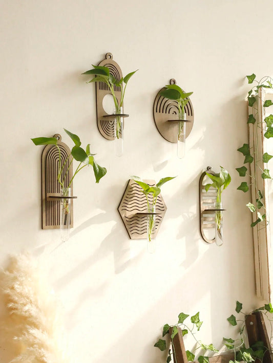 Wall Planter For Indoor Plants Wood Wall Decor Boho Hanging Planter Home Decoration Wall Vases For Dried Flowers Decor Art Gift