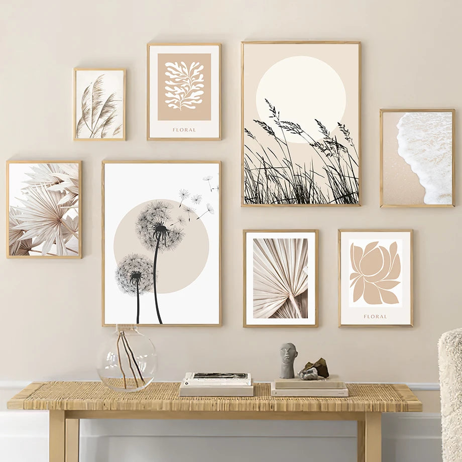 Canvas Painting Dandelion Reed Flower Plants Leaves Abstract Nordic Posters And Prints Wall Art Pictures For Living Room Decor