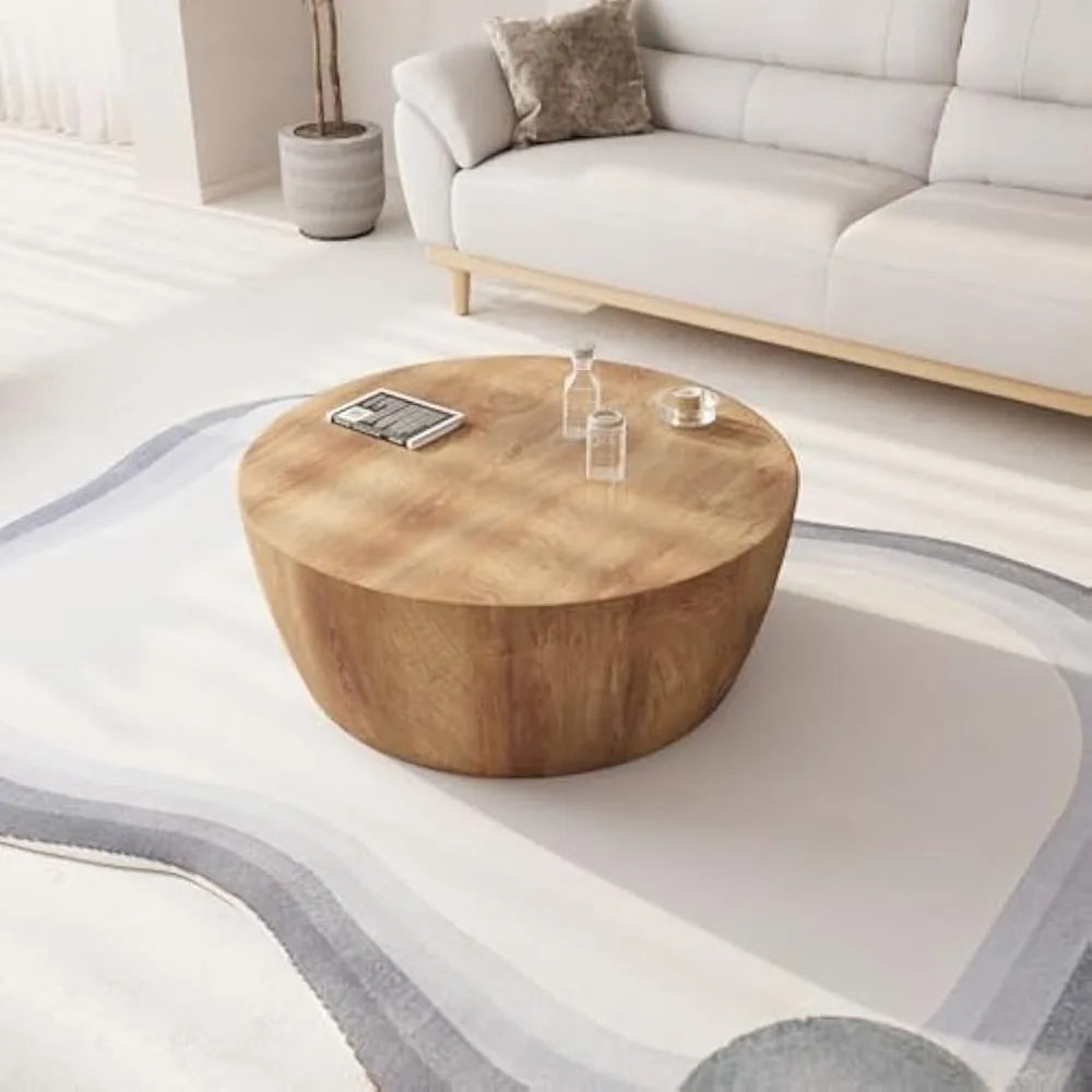 Round Coffee Table, 29.52IN Wooden Coffee Table, Reversible Round Table, Vintage Round Coffee Table Suitable for Bedroom