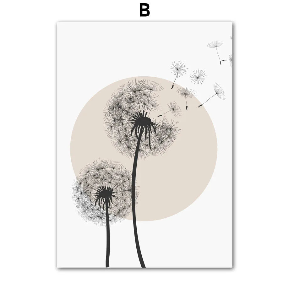 Canvas Painting Dandelion Reed Flower Plants Leaves Abstract Nordic Posters And Prints Wall Art Pictures For Living Room Decor