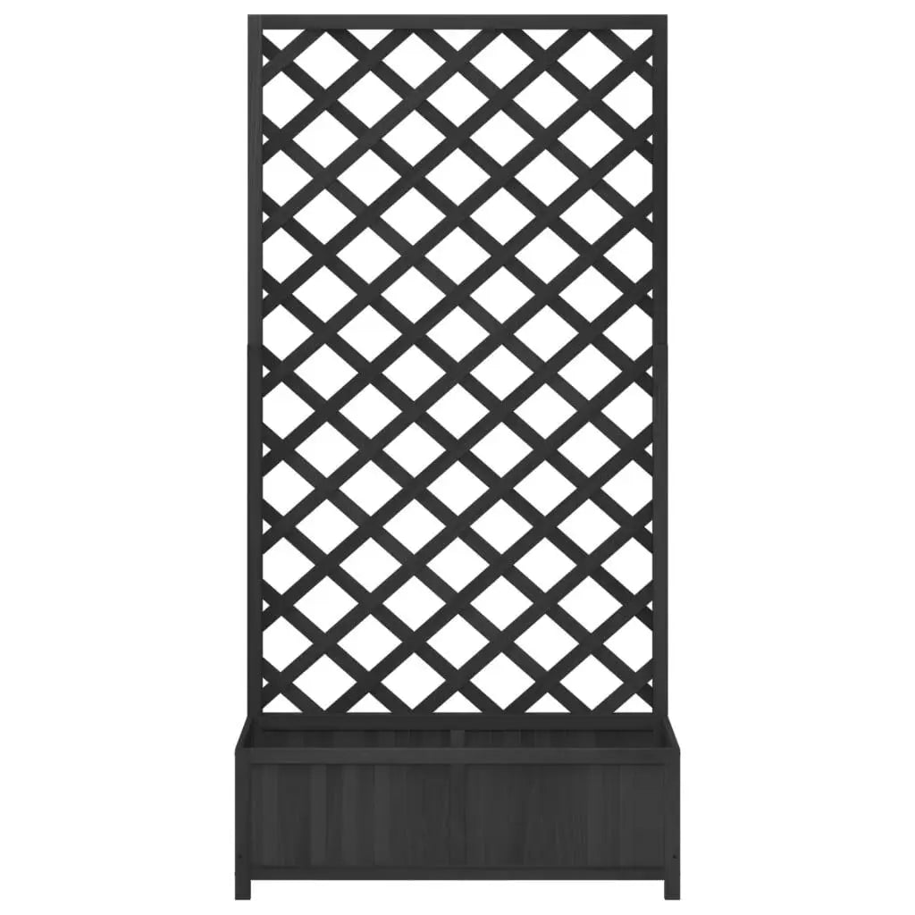 Planter with Trellis Black Solid Wood Fir