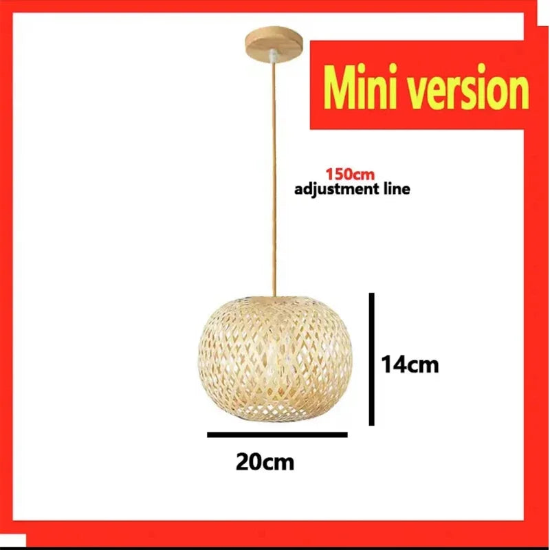 Bamboo Chandelier Pendant Lamp Hanging Wood Ceiling Light Decor LED Chinese Hand Kitted Handmade Lighting for Home Living Room