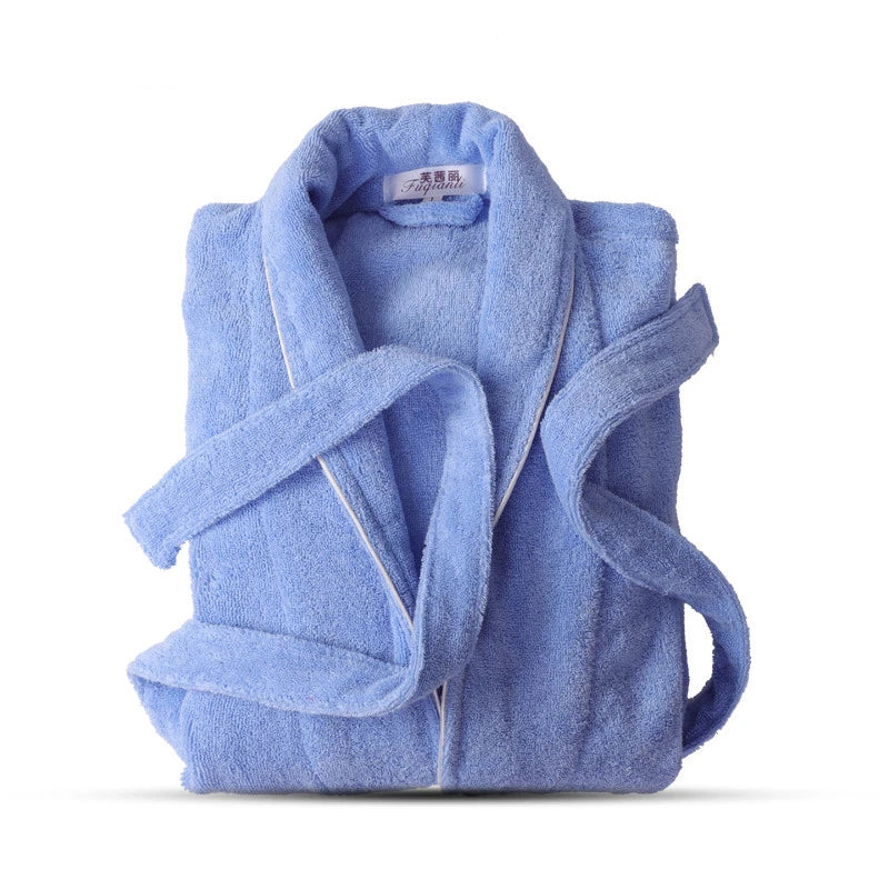 100% Cotton Toweling Robe Lovers Soft Long Bath Robe Men Women Nightrobe Sleepwear Casual Home Bathrobe Hotel Robe Thickening