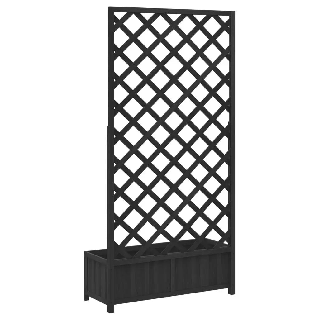 Planter with Trellis Black Solid Wood Fir