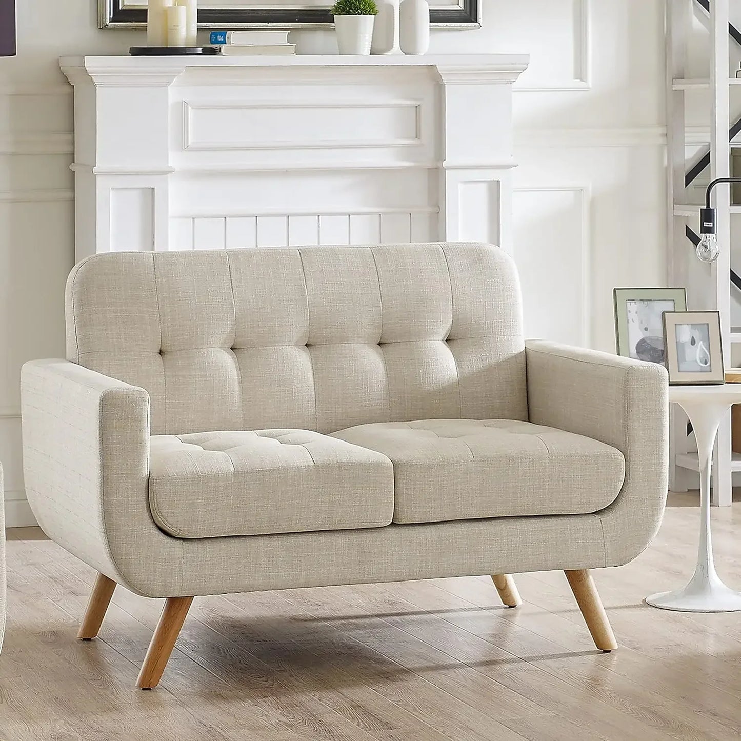 Contemporary Accent Armchair with Linen Upholstery Living Room Furniture, 1SEAT, Living room chair, single sofa chair.Beige