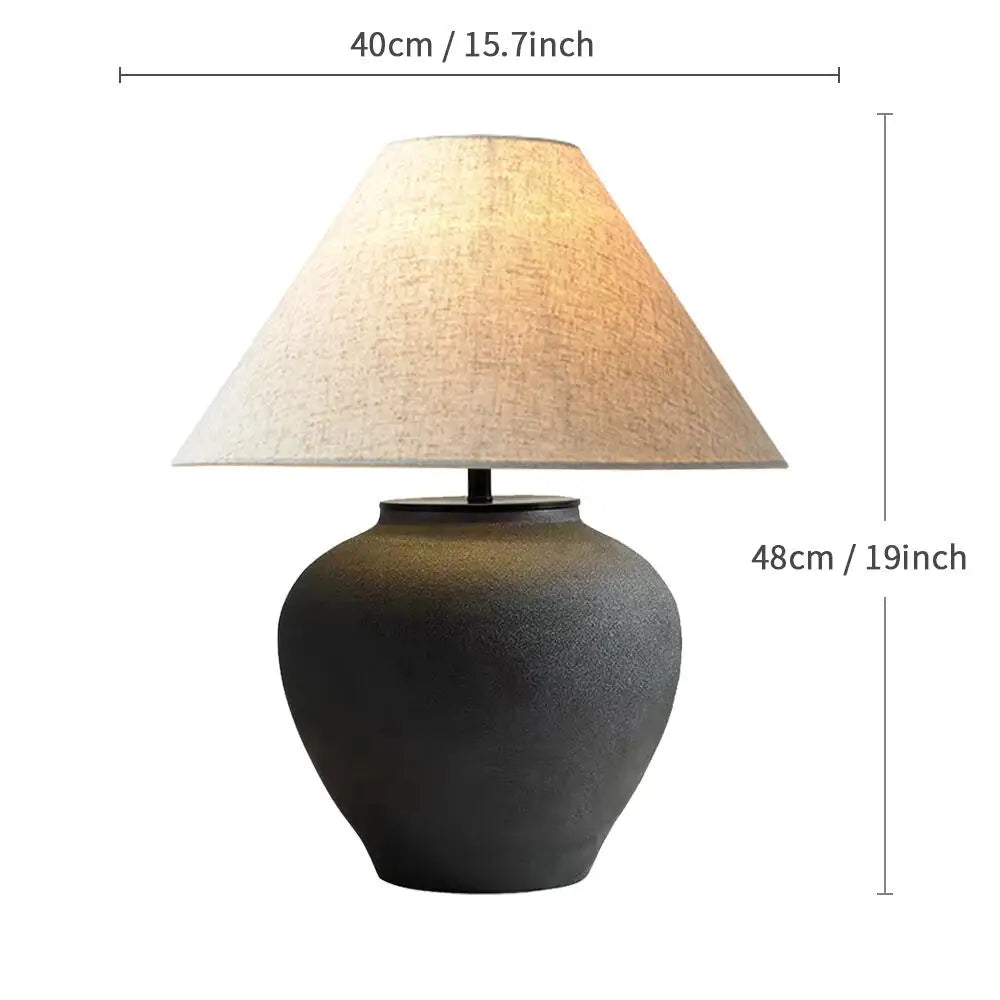 Wabi-sabi Ceramic Table Lamp Bedside Desk Lamp Decoration For Bedroom Light Fixture Japanese-style Table Lamp For Living Room