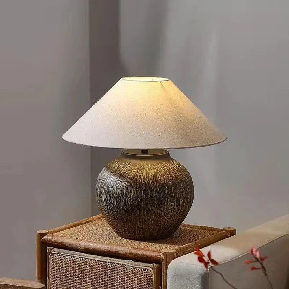 Wabi-sabi Ceramic Table Lamp Bedside Desk Lamp Decoration For Bedroom Light Fixture Japanese-style Table Lamp For Living Room